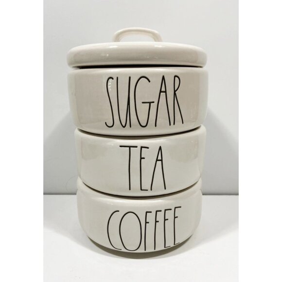 Rae Dunn Stacking Canister Container Set Coffee, Tea, Sugar NWT